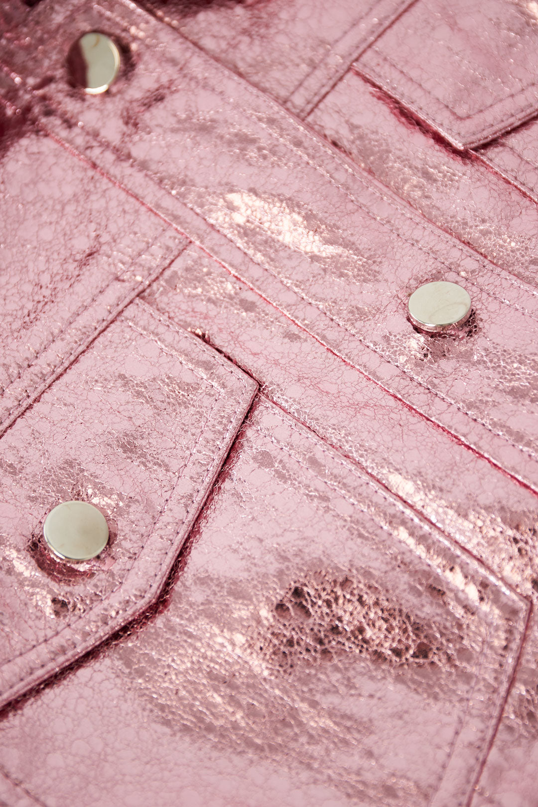 PU Damen Kurze Jacke Glänzende Metallische Oberfläche