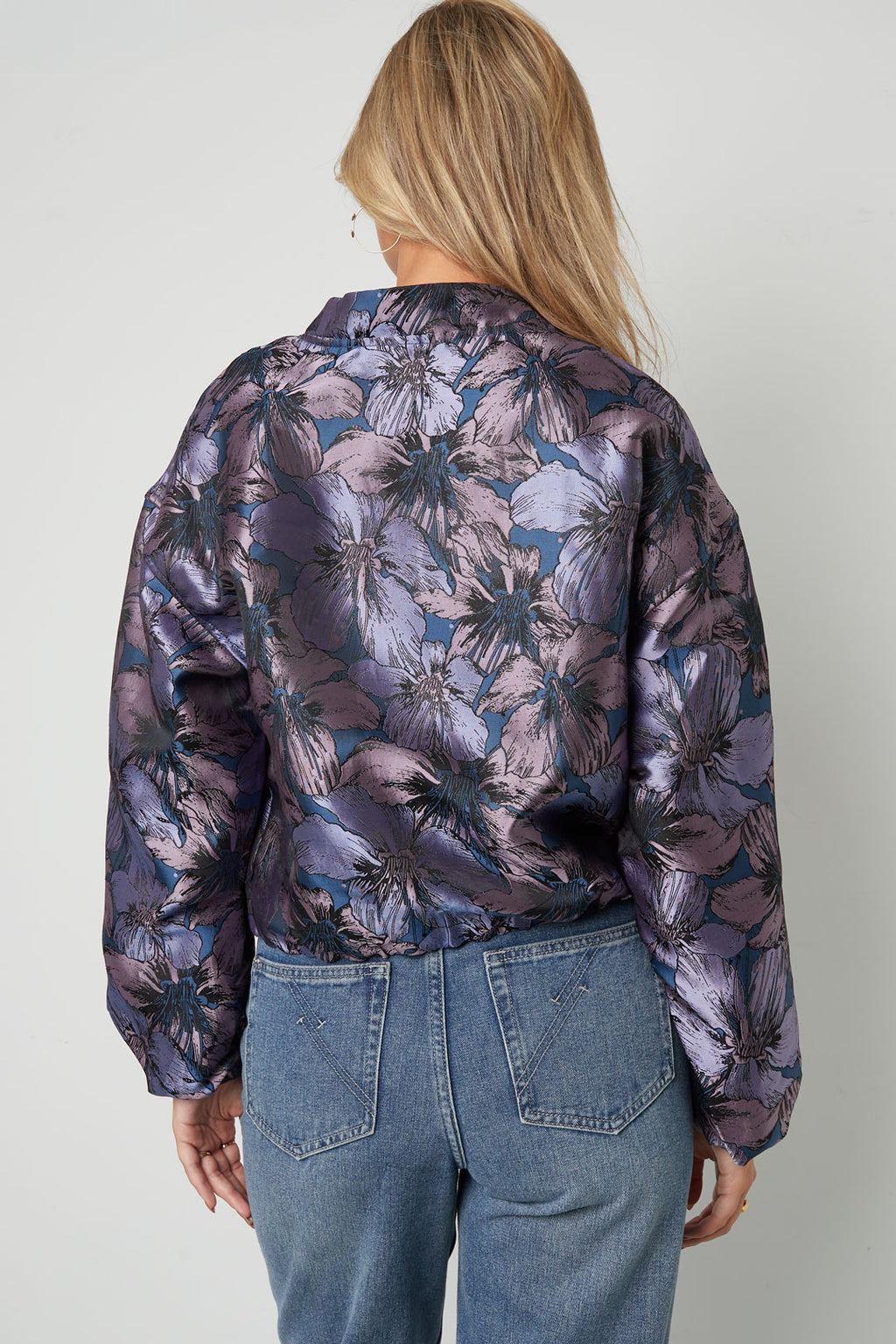 Woven Polyester Fiber Damen Bomberjacke Casual Blumenmuster