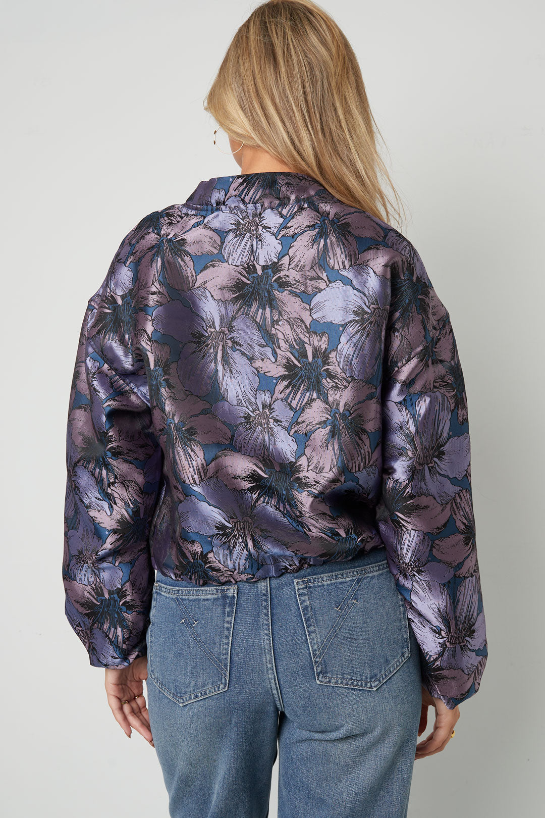 Woven Polyester Fiber Damen Bomberjacke Casual Blumenmuster