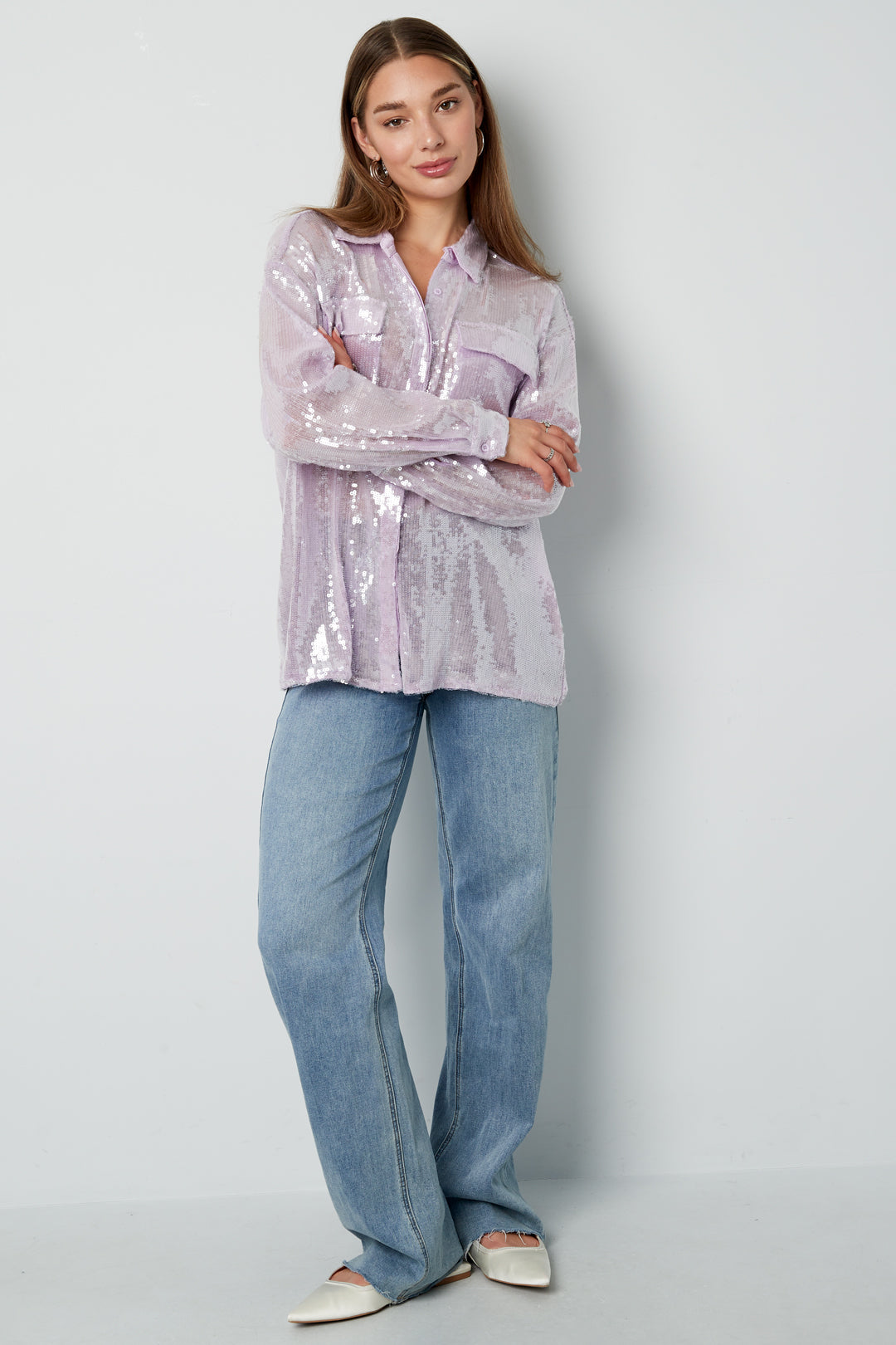 Gewebte Polyesterfasern Damenbluse Elegante Einfarbigkeit Frühling/Sommer