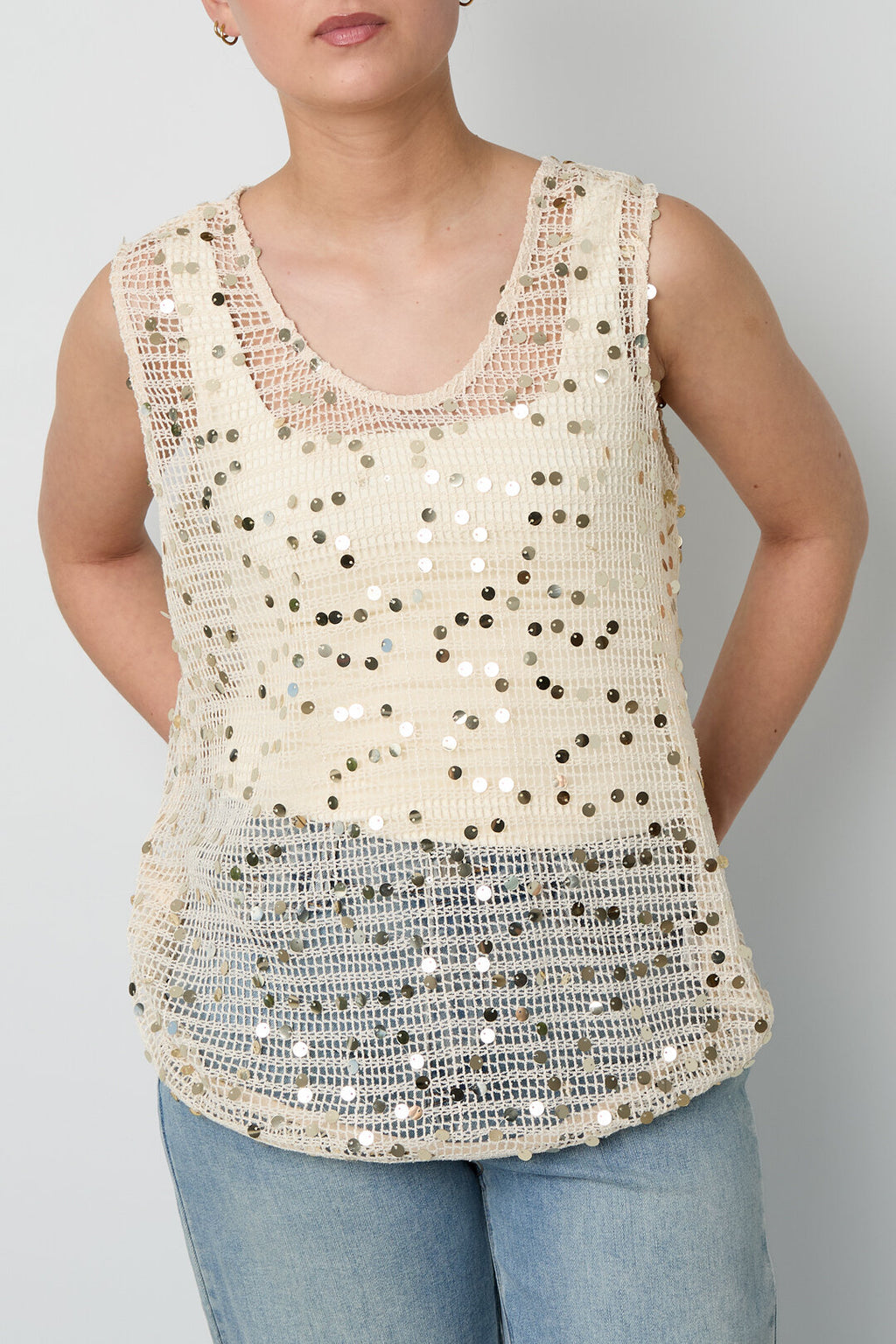 Gehäkeltes Strandtop mit Glitzerdetails