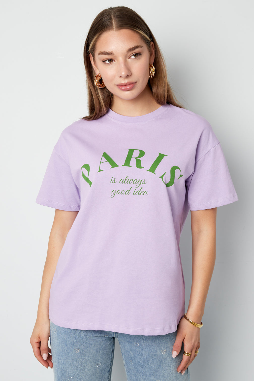 Cotton Damen T-Shirt Casual Letters