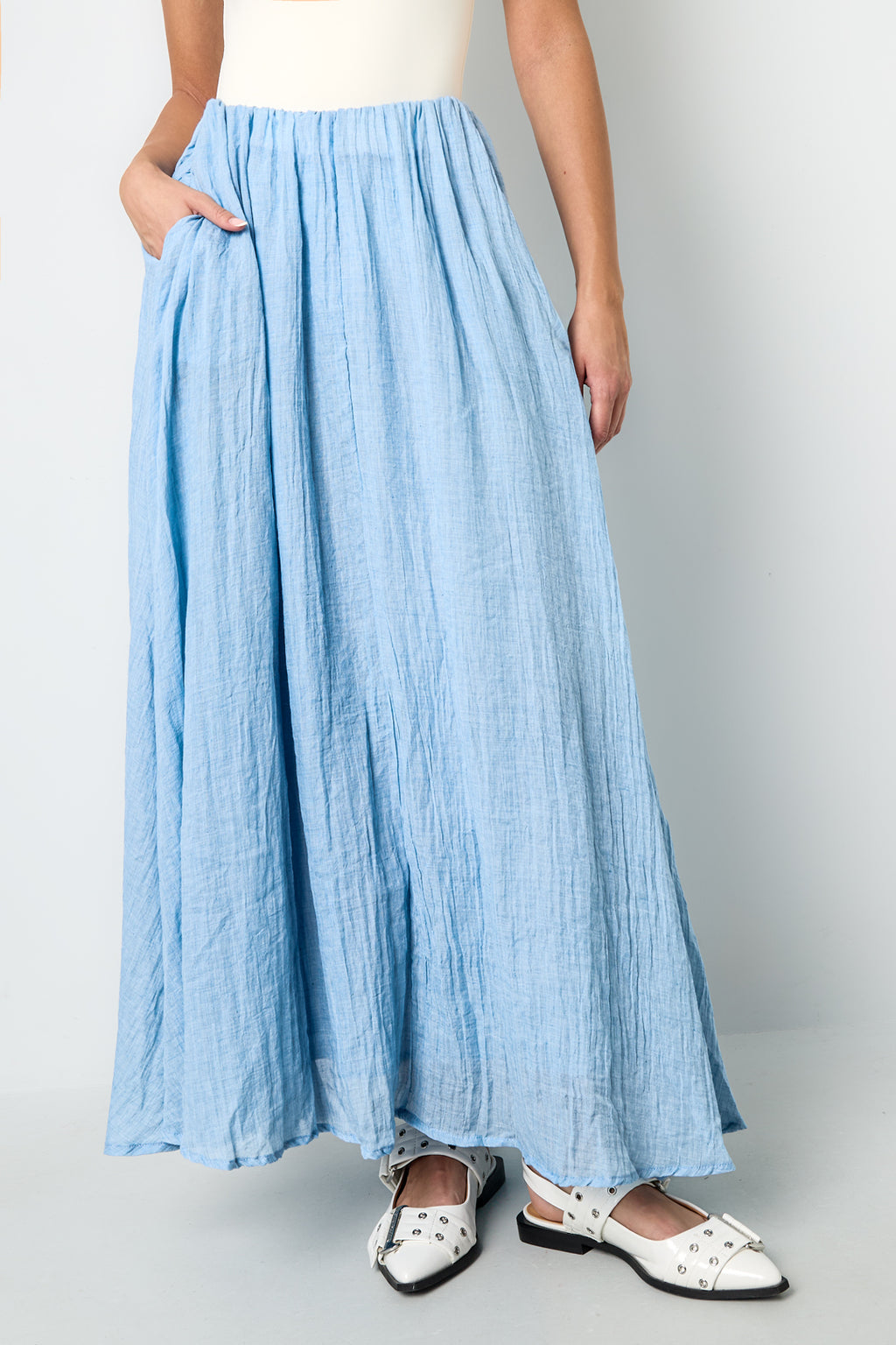 Gewebte Polyesterfaser Damen Maxi Rock Casual Einfarbig