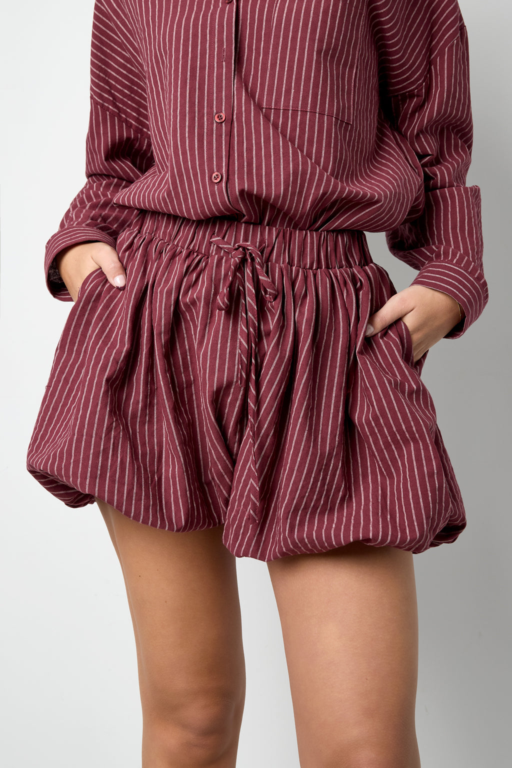 Woven Cotton Damen Shorts Casual Stripes