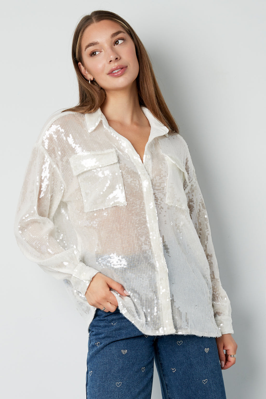 Gewebte Polyesterfasern Damenbluse Elegante Einfarbigkeit Frühling/Sommer