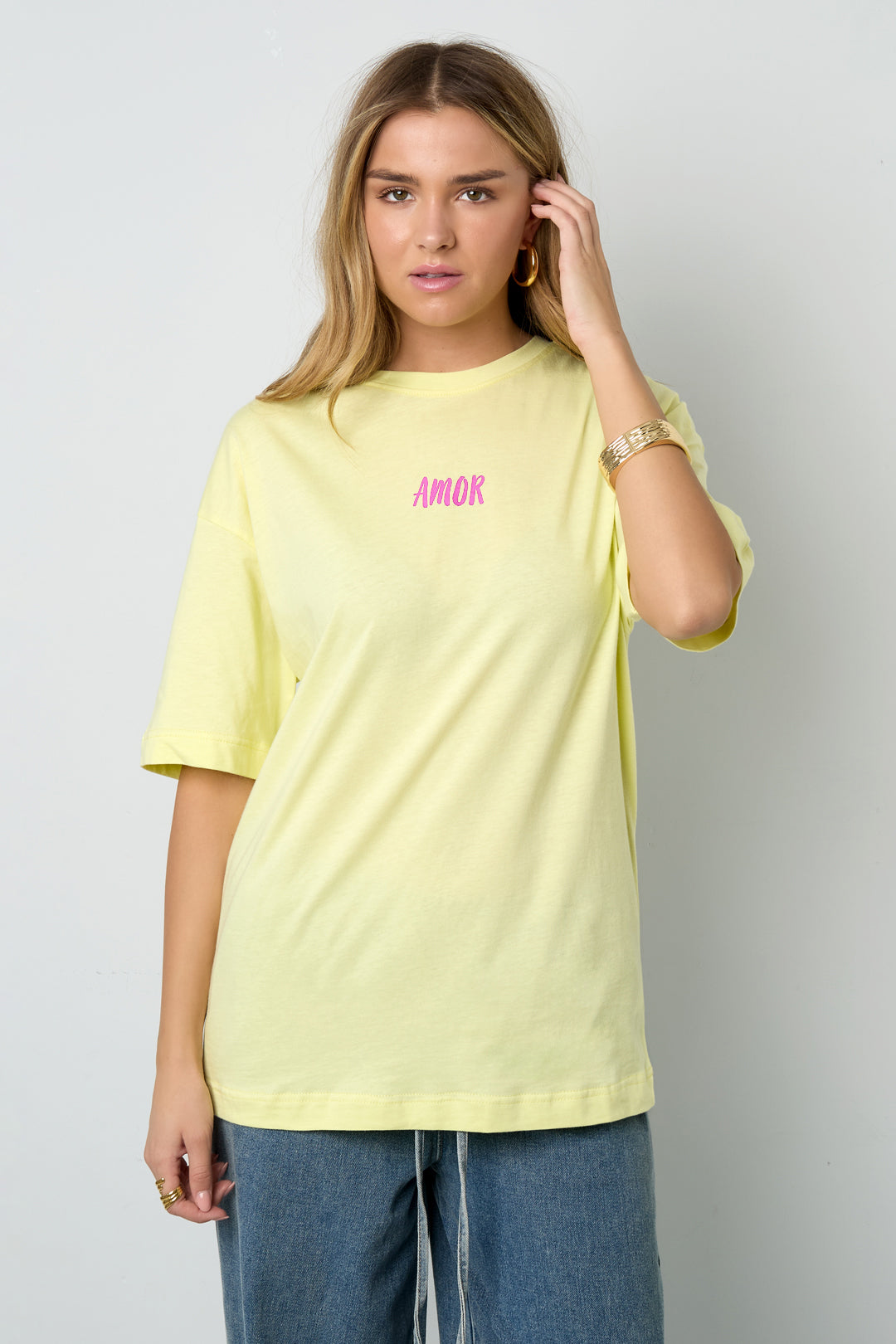 Baumwolle Gestrickte Damen T-Shirt Casual Letters
