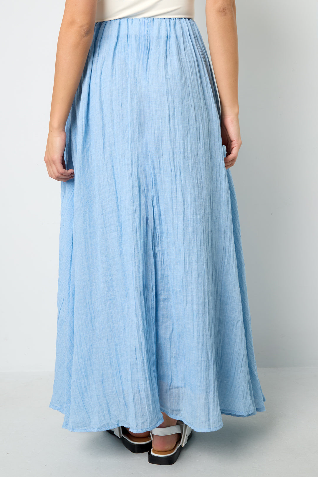 Gewebte Polyesterfaser Damen Maxi Rock Casual Einfarbig