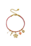 Buntes Kordelarmband mit verschiedenfarbigen orangefarbenen Anhängern