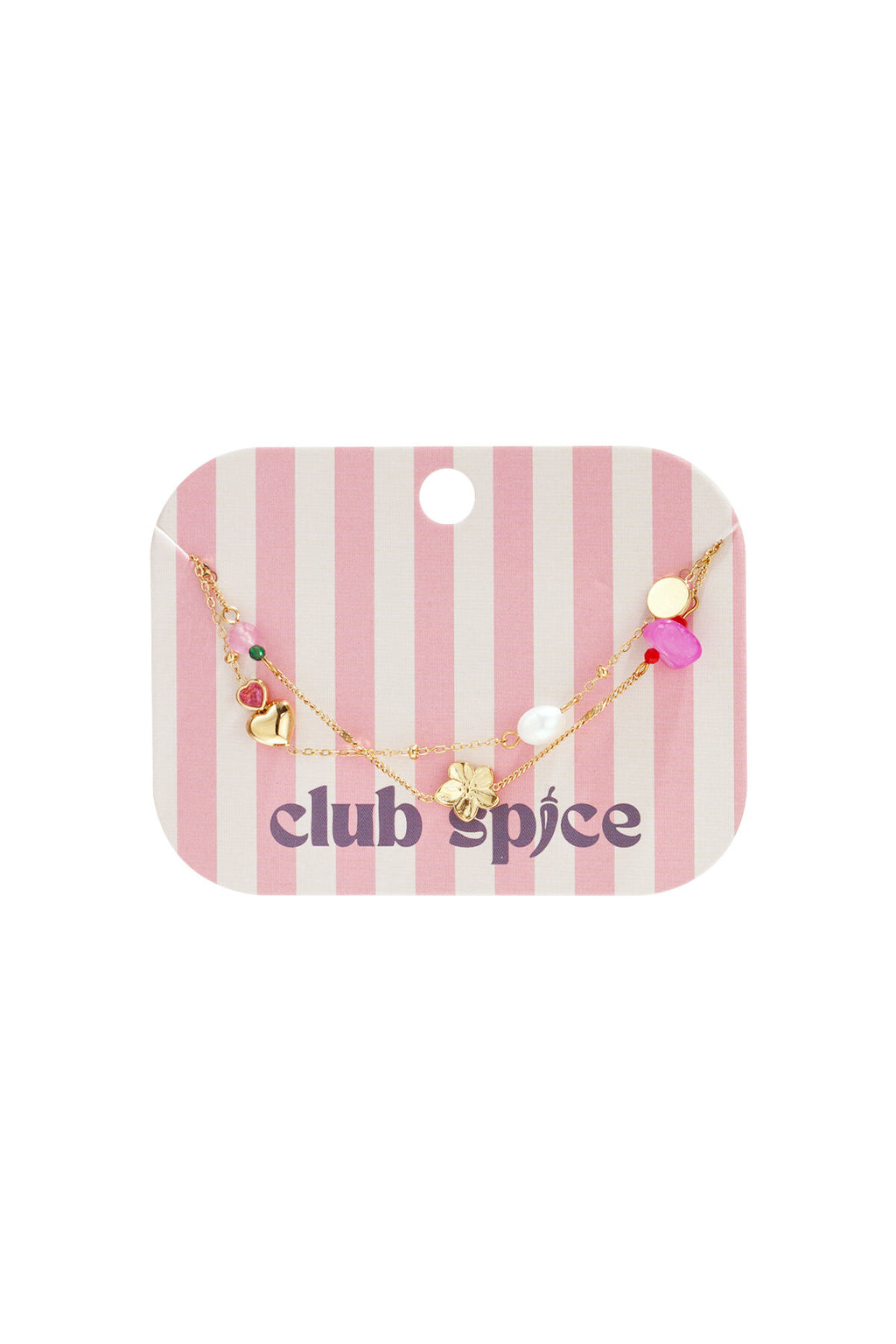 Charm-Armband mit Herz, Blume, Perle und Perlen