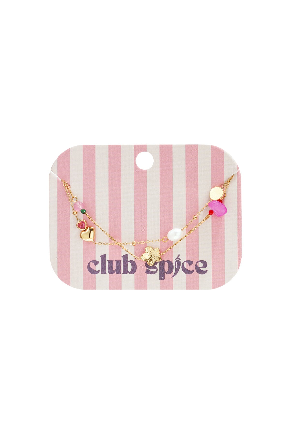 Charm-Armband mit Herz, Blume, Perle und Perlen