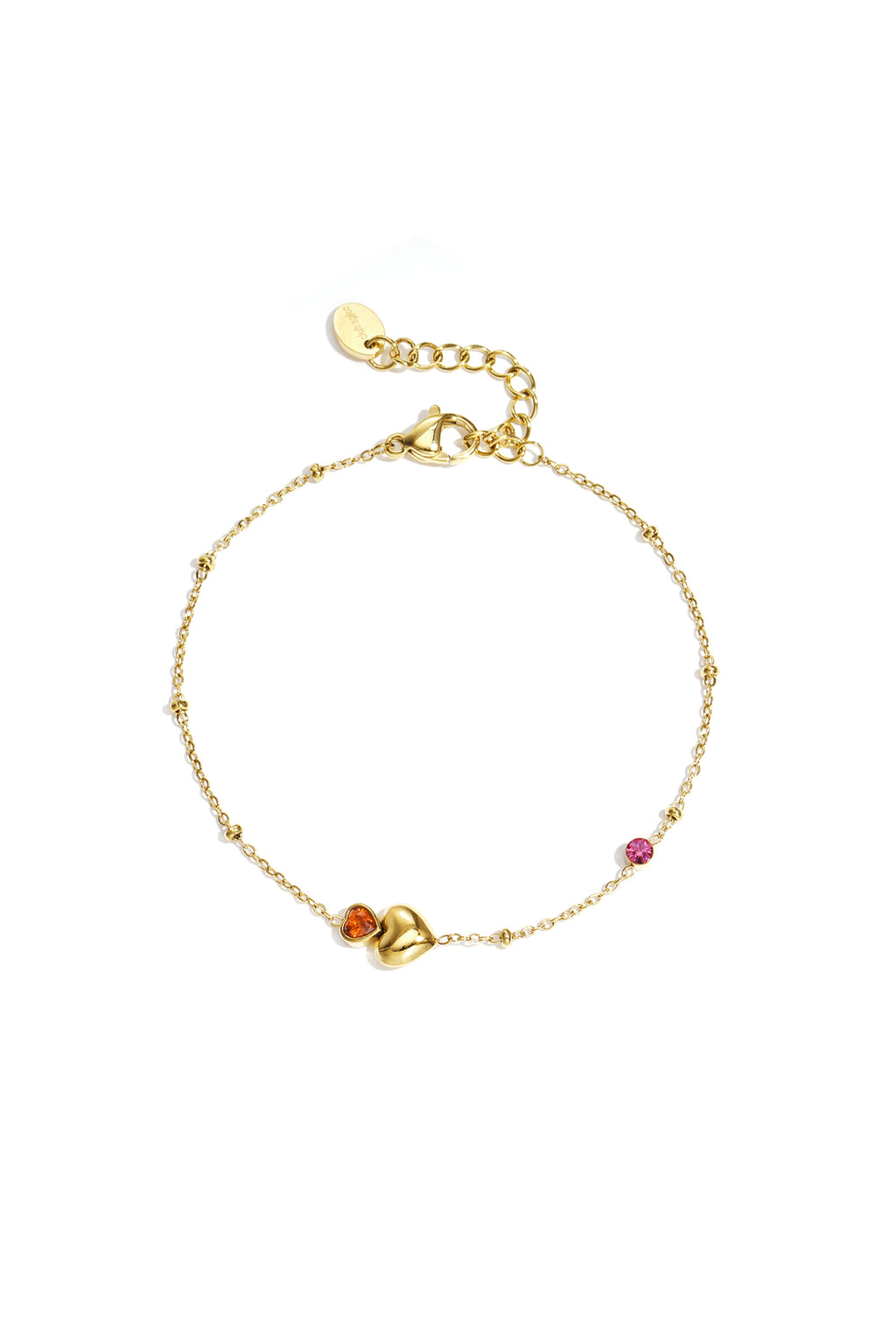 Armband mit Herzen, farbigen Steinen und Punkten