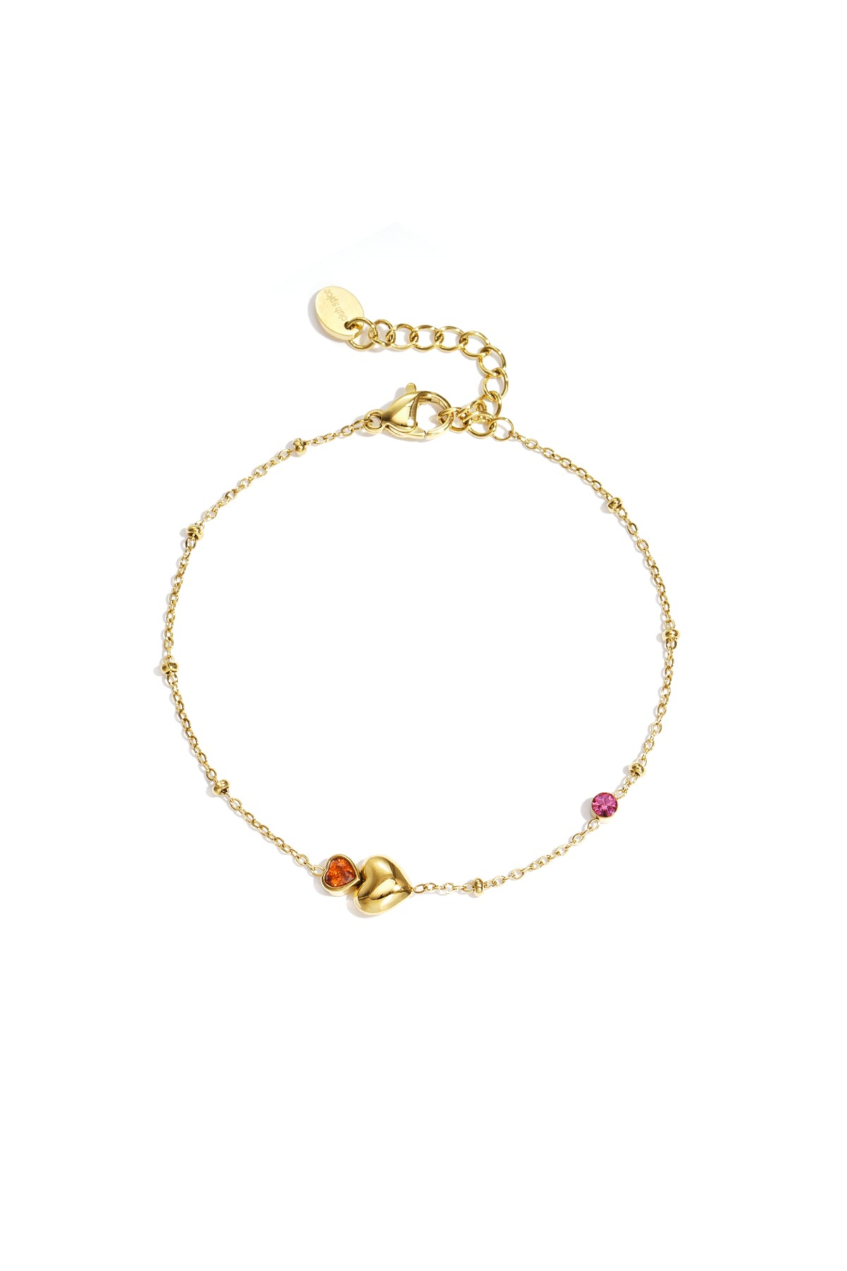 Armband mit Herzen, farbigen Steinen und Punkten