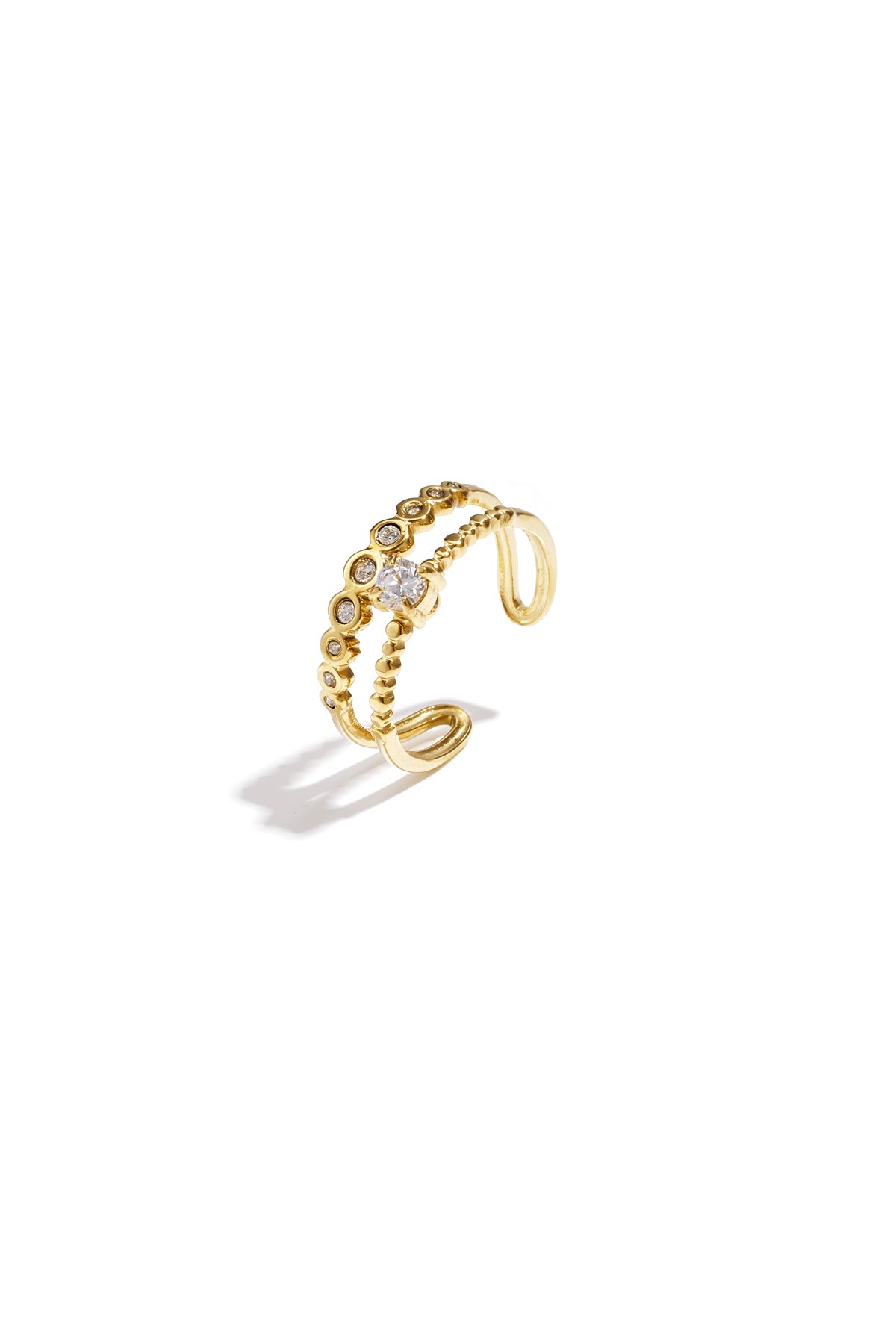 Doppelt verstellbarer Ring mit Steinen