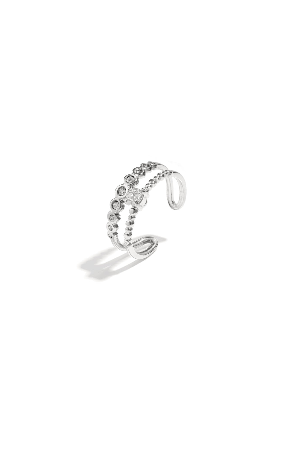 Doppelt verstellbarer Ring mit Steinen