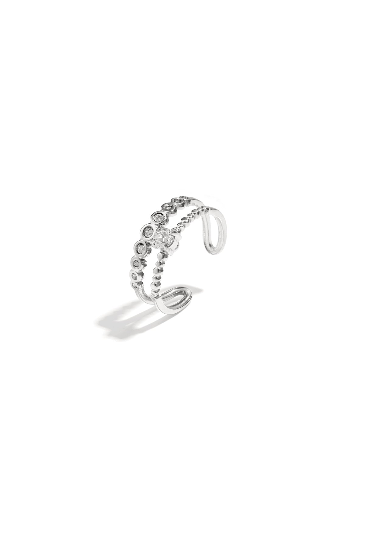 Doppelt verstellbarer Ring mit Steinen