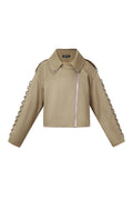 Woven Polyester Fiber Damenjacke Street Style Tie-up