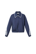 Gewebte Polyesterfaser Damenjacke Sportlich Farbkontrast 2-teiliges Set