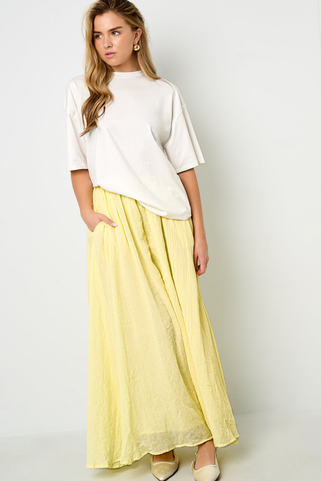 Gewebte Polyesterfaser Damen Maxi Rock Casual Einfarbig