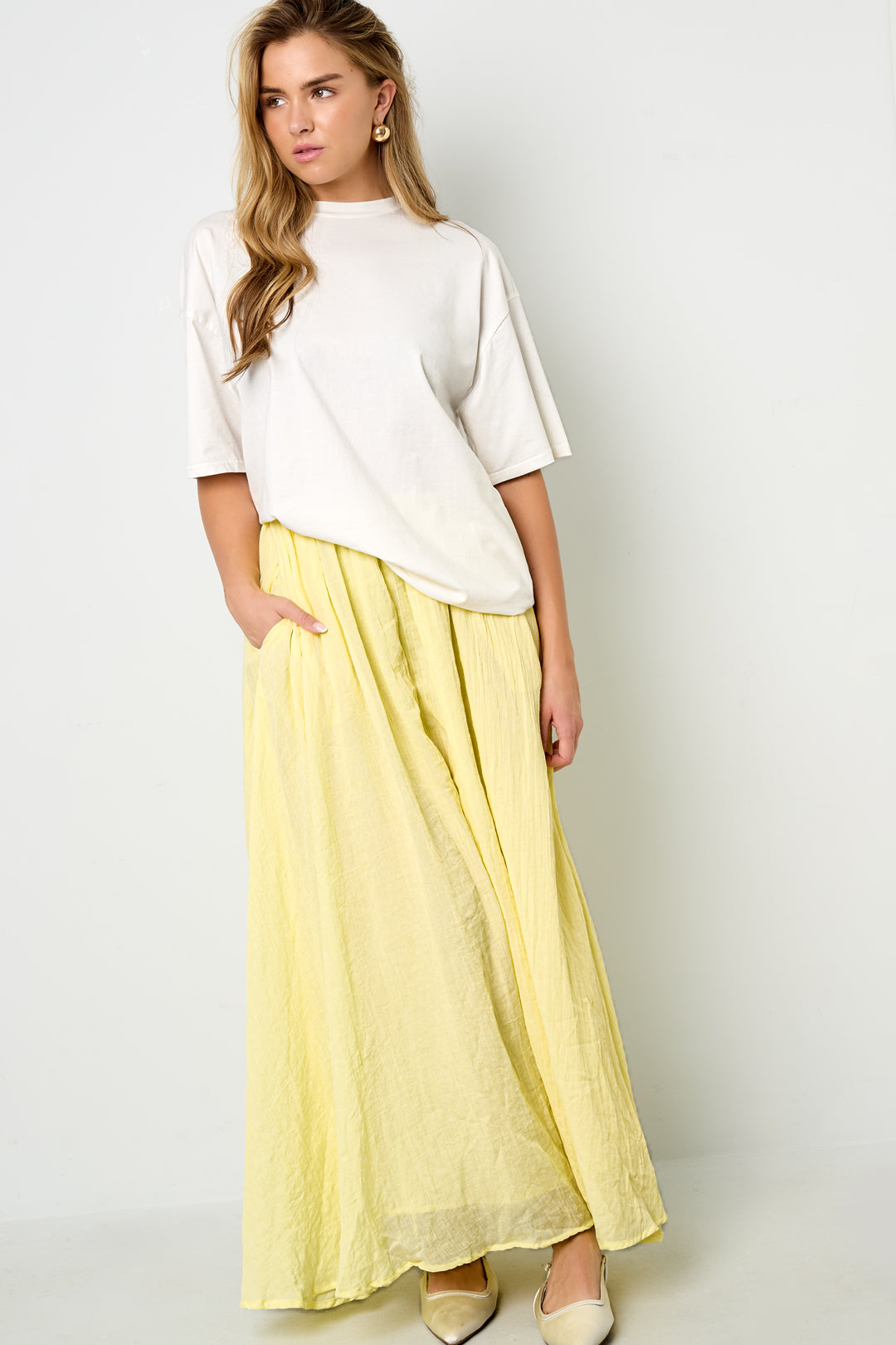 Gewebte Polyesterfaser Damen Maxi Rock Casual Einfarbig