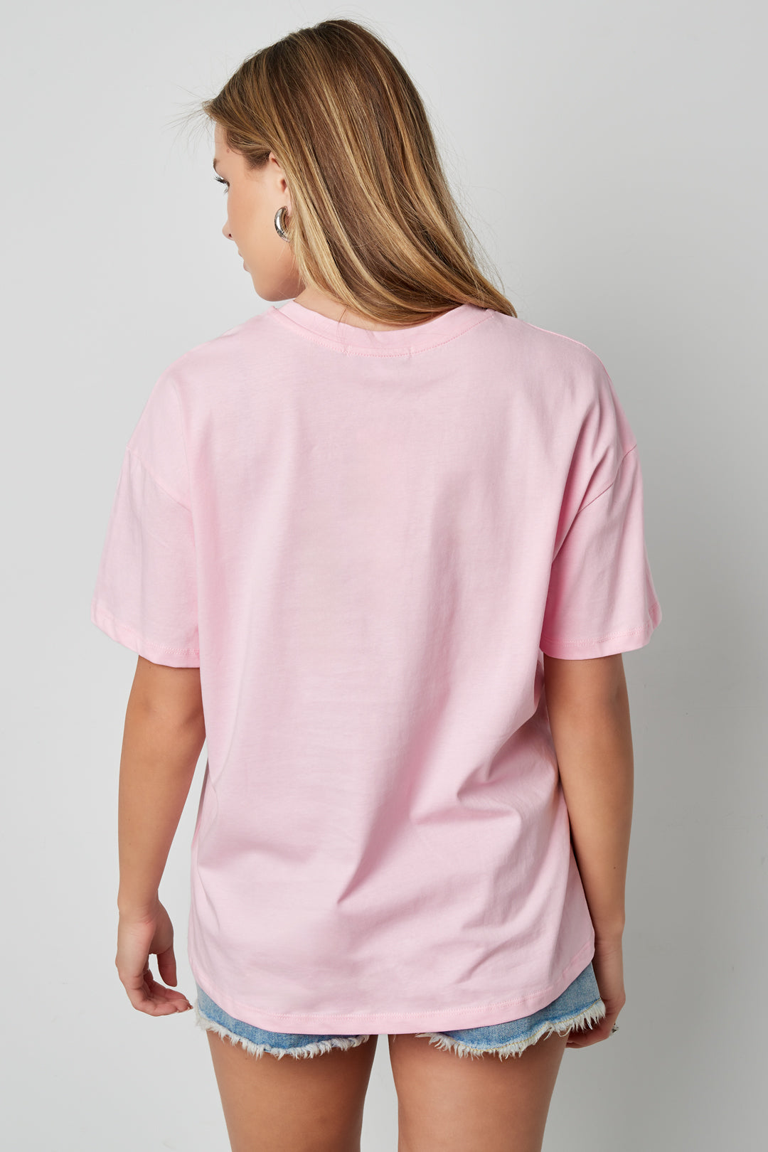 Cotton Damen T-Shirt Casual Letters