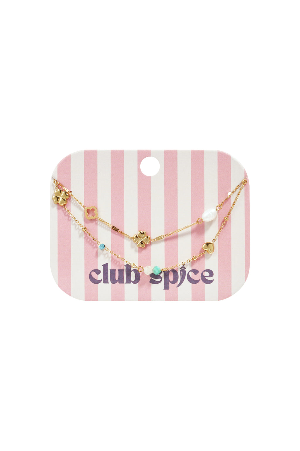 Armband mit Kleeblatt, Perlen und Steinen