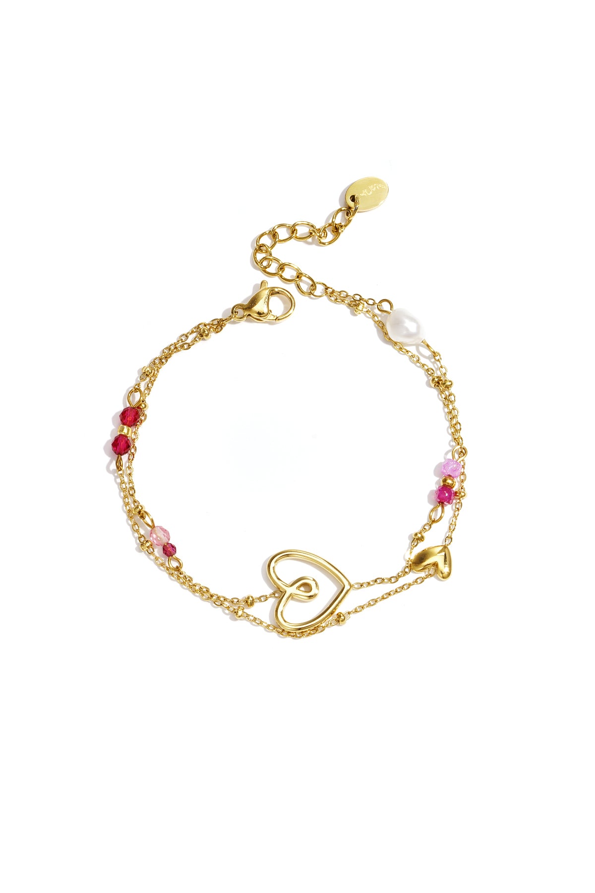 Armband mit verspieltem Herz, Perlen und Perle