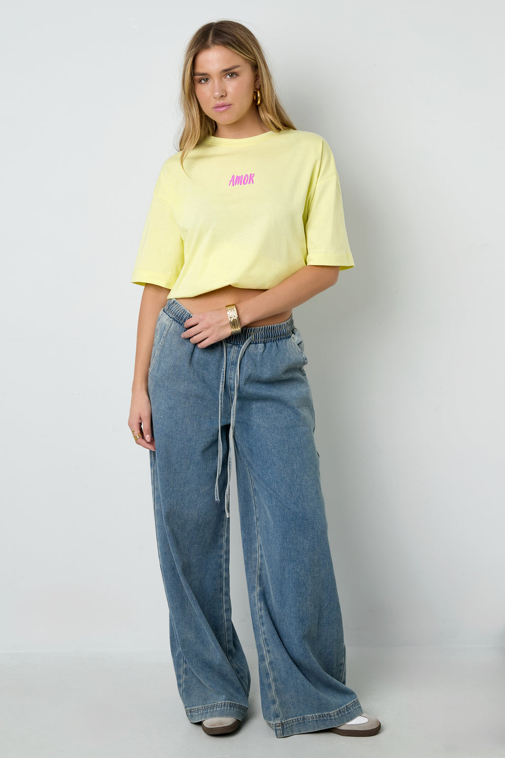 Baumwolle Gestrickte Damen T-Shirt Casual Letters