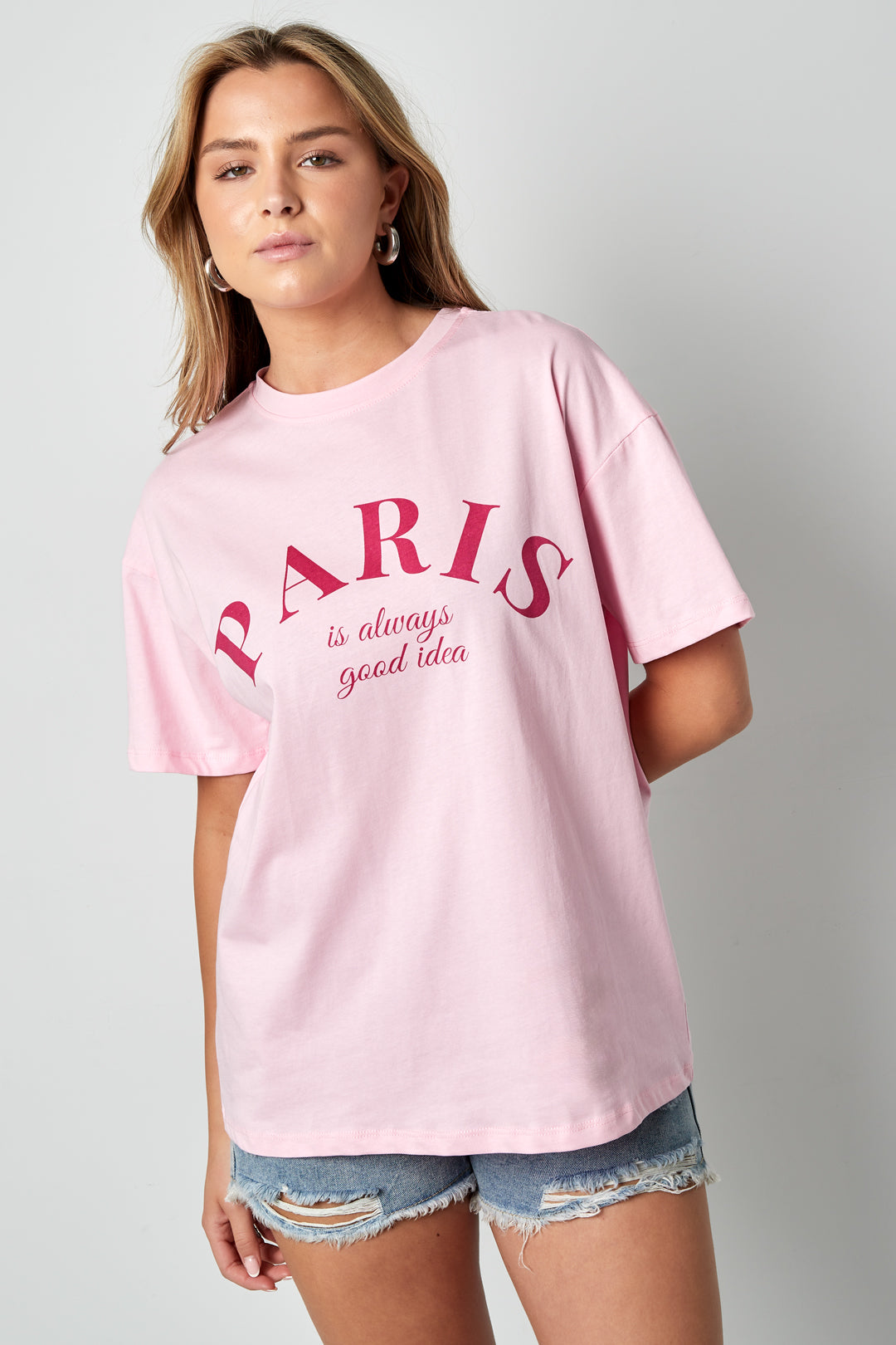 Cotton Damen T-Shirt Casual Letters