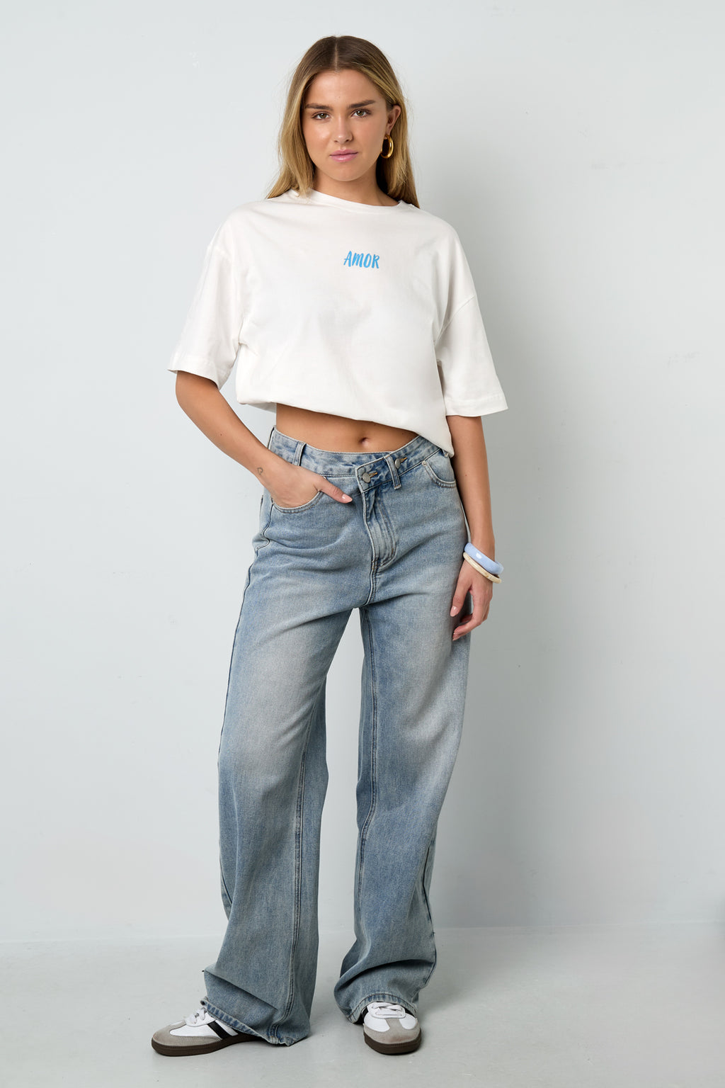 Baumwolle Gestrickte Damen T-Shirt Casual Letters