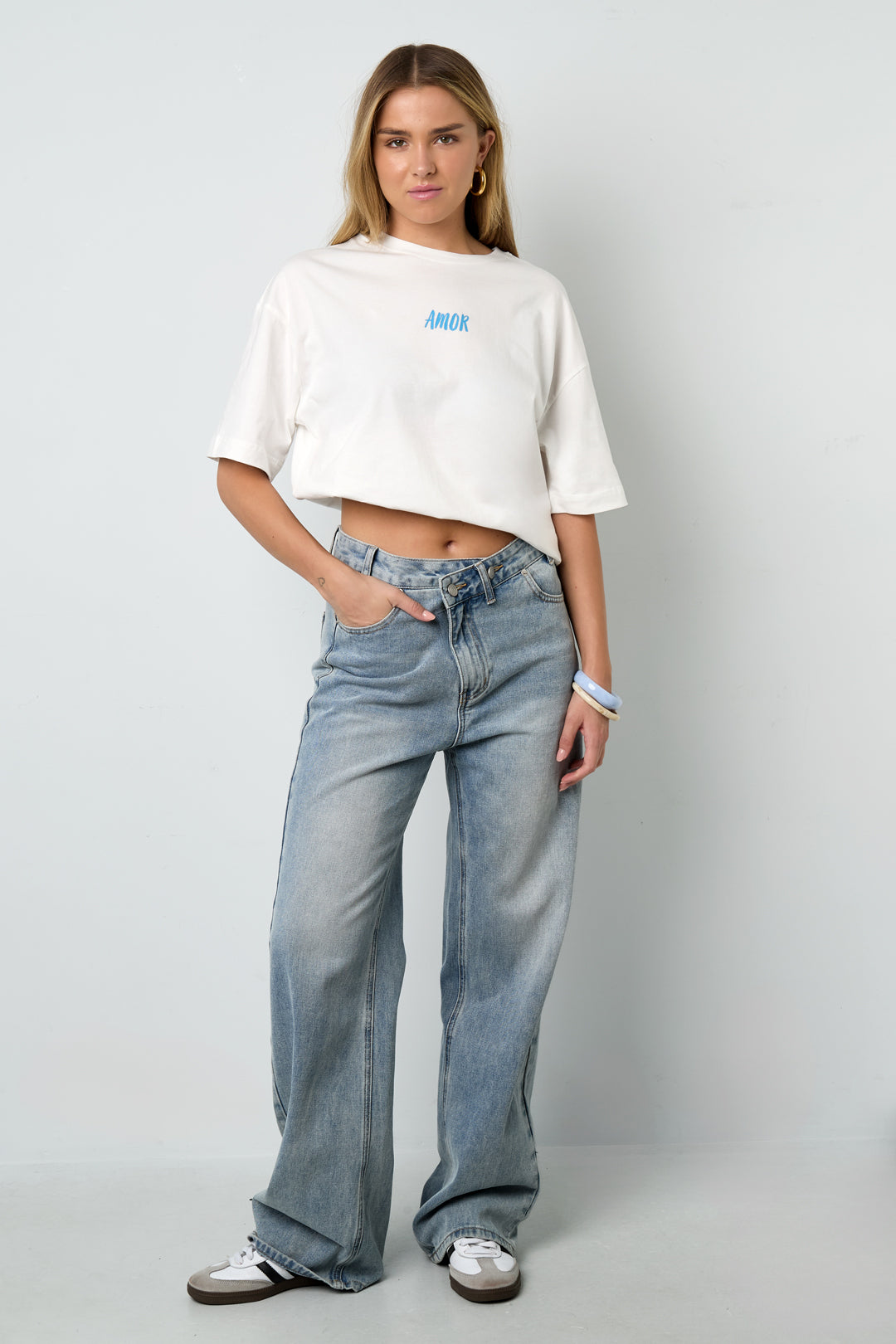 Baumwolle Gestrickte Damen T-Shirt Casual Letters