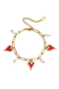 Gliederarmband mit Perlen und Herzanhängern
