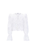 Baumwolle Gewebt Damen Langarm Oberteil Casual Cutout